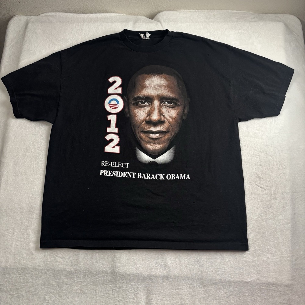 2012 BARACK OBAMA Black Short Sleeve Graphic Shirt‎ Men's 3XL Yes We Can
